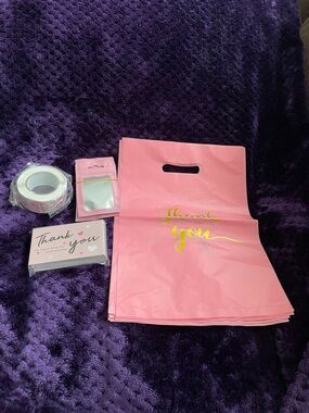 Source Unknown Pink Thank You Gift Bags with Gold Script